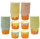 Gift Boutique 60 Ice Cream Cone Treat Snack Cups 10oz Disposable Paper Cup Dessert Frozen Sundae Bowls Pink Blue Yellow Green Birthday Party Supplies