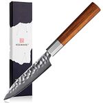 KEEMAKE Paring Knife 4.5 inch, Fruit Knife 3 Layers 9CR18MOV High Carbon Stainless Steel Small Knife, Peeling Knife with Octagon Natural Wood Handle Small Sharp Kitchen Knife Petty Knife