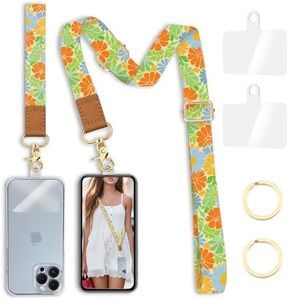 Yonlevres Floral Phone Lanyard Crossbody Strap, Flower Cell Phone Lanyards for around the Neck Cross Body, Wristlet Wrist Strap Adjustable for Women Keys Case Accessories Beach Travel Essentials