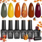 beetles Gel Polish Gel Nail Polish Kit,Brown Green Yellow Burgundy Orange Glitter Spring Gel Nail Polish Nails Art Soak off Uv LED Manicure Set Golden Season Collection 2024 Nail Trend