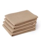 Encasa XO Kitchen Dish Towels Set | Beige | Waffle Weave and Flat Hand Tea Towel | 70x45 cm | Quick Drying Reusable Cotton Washcloths | Multipurpose Lightweight Dishcloths Set of 4