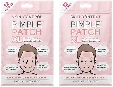 Skin Control Pimple Patch XL – 12 Patches for Larger Acne Breakouts (5cm x 2.5cm) - for face, neck, chest & back (Pack of 2)