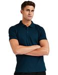 Van Heusen Men Athleisure Ultra Soft Polo Regular Fit T-Shirt-Short Sleeve, Textured_60033_Deep Sea_M, Blue