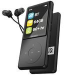 Super Slim Bluetooth MP3 Player with Earphones | 64GB Internal Memory Expandable by 128GB | Inbuilt Speaker, 2.4” Full Colour Display with Intuitive Touch Controls | 67 Battery Life | MAJORITY MP3 Pro