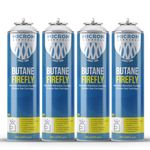 Micron Aerosols® Butane Firefly | Butane Gas Cartridge | 400ml | For Portable Gas Stoves, Flame Guns, Flame Throwers (550 Ml X 4)