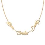 Personalized Custom 3 Name Necklace 18K Gold Plated Stainless Steel Jewelry for Womens Mothers