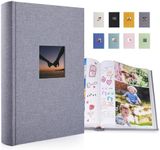 1DOT2 Luxury Fabric Photo Album 4x6 With Writing Space Acid Free Pockets Holds 300 Photos with Memo, 3 Per Pages Photobook Album for Wedding Vacation Family Grey