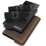 Fidelo Minimalist Wallet for Men-RFID Blocking Pop up Wallet Credit Card Holder, Slim Wallet made of 6063 Aluminum with Clip Holder and Removable Leather Case-Rustic Brown