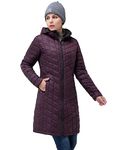 33,000ft Women's Winter Jacket Lightweight Long Quilted Jacket Water Resistant Transitional Down Jacket with Hood Perfect For Cold & Wet Weather