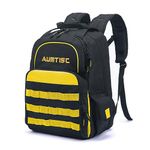 AUMTISC Tool Backpack Heavy Duty for Electrician Backpack Tools Bag with Multi Pocket Organizer for Jobsite Construction HVAC Techs Work Backpack Yellow