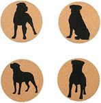 Rottweiler Lovers Cork Drink Coasters - Set of 4 Dog Coasters with Protective Bottom - Rottweiler Decor Coasters for Drinks - Great Gift Idea for Rottweiler Moms & Dads