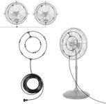 Fan Misting Kit for Outside Patio, Outdoor Fan Misters for Cooling System, 35FT Double-Loop Water Mist Hose for Backyard, Porch, Umbrella,Deck,Canopy,Pergola,Pool. Yard BBQ Accessories, Party Supplies
