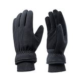 HLINKER Thermal Winter Gloves for Men,Thinsulate Waterproof Windproof Sheepskin Suede Palm Coldproof Warm Gloves Black M