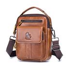 BAIGIO Men's Leather Shoulder Bag Messenger Pack Handbag Bag Crossbody Bag Man Purse Sling Satchel Bag for Bussiness Travel, Brown, Medium