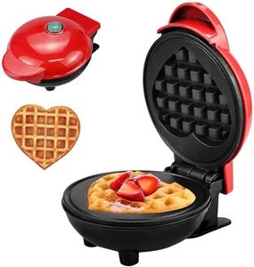 Aquox Mini Waffle Maker,4 Inch Non-Stick Griddle for Waffles,Heart Shape Design Waffle Iron,Portable Pancake Maker Machine for Youth,Easy to Clean,Perfect for Make Snacks,Sandwich,Eggs (Red)