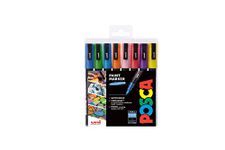 POSCA PC-3M Permanent Marker Paint Pens. Fine Tip for Art & Crafts. Multi Surface Use On Wood Metal Paper Canvas Cardboard Glass Fabric Ceramic Rock Pebble Stone Porcelain. Set of 8 Sparkling Colours