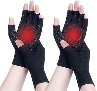 JOLAYSO 2 Pairs Arthritis Gloves Women Men, Carpal Tunnel, Rheumatiod, Tendonitis, Fingerless Hand Thumb Compression Gloves, Anti-Slip Glue dot Gloves for Work