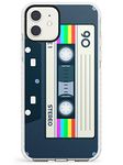 Retro Cassette Tape - Rainbow Impact Phone Case for iPhone 12 Mini TPU Protective Light Strong Cover with Mixtape Vintage Music Old School 80S