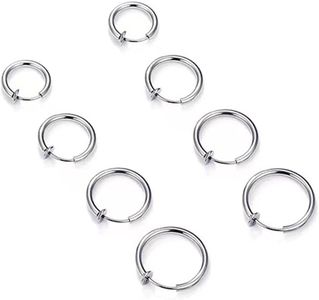Kstudent 4 Pairs Titanium Steel Hoop Earrings for Men Women, Huggie Loop Hypoallergenic Cartilage Piercing Earrings Set