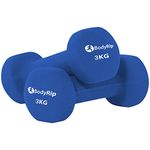 BodyRip 3kg Pair Neoprene Dumbbells | Hexagonal, Anti-Rolling | Home Gym Equipment, Fitness Exercise, Workout, Cardio, Free Weight, Lifting Set | Choose Weights for Men and Women