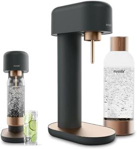 Mysoda Ruby 2 Sparkling Water Maker - Silent Carbonated Water Machine Made of Robust Long-Lasting Aluminium & 1L Water Bottle - Without CO2 Cylinder - Colour Black Copper