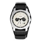 Fossil Men's Machine Stainless Steel Case Quartz Watch, Silver/Black Cuff, One Size, Machine Chronograph Leather Watch - FS5921