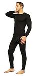 Men's Soft 100% Cotton Thermal Underwear Long Johns Sets - Waffle - Fleece Lined (X-Large, Waffle - Black)