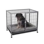 Dear Pet 109.5cm Heavy-Duty Foldable Dog Cage – Spacious Metal Crate with Dual Doors, Secure Lock & Removable Tray for Large Breeds & Training Use