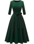 DRESSTELLS Womens Green Dress Robe Femme Formal Vintage Party Dresses Bridesmaid Cocktail Wedding Dress DarkGreen L