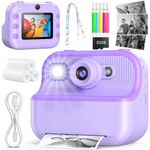 Flooyes Kids Instant Print Camera, Digital Instant Photo Camera for Kids,Toddler Video Camera,Inkless Print Camera Toys with 32GB Card, Ideal Gifts for 4 5 6 7 8 9 10-12 Year Old Boys Girls (Purple)