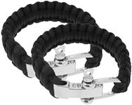 Sscon 2PCS Adjustable Paracord Survival Bracelet with Stainless Steel Shackle,Black Color