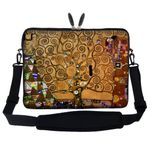 Meffort Inc 17 17.3 inch Neoprene Laptop Sleeve Bag Carrying Case with Hidden Handle and Adjustable Shoulder Strap - Klimt Tree of Life