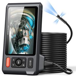 Triple Lens Sewer Inspection Camera with 50FT Semi-Rigid Cable, DEPSTECH 5"IPS Screen Endoscope Camera with Lights, 1080P Industrial Borescope, Split Screen, Waterproof Drain Pipe Camera,Carrying Case