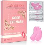 LAMVETHNY Rose Under Eye Patches (20 Pairs) Pink Rose Under Eye Masks Hyaluronic Acid Eye Patches for Dark Circles and Puffiness, Reduce Wrinkles and Fine Lines Under Eye Area - Pink