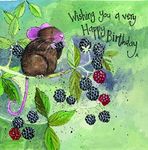 Alex Clark Mouse and Berries Birthday Card - Watercolour - Designed and Printed in UK