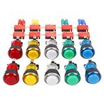 EG STARTS 10x Arcade Buttons 12V LED lit Arcade Push Button with Micro Switch for Jamma Mame Games Parts Multicade Choice of 5 Colour