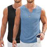 COOFANDY Men's Fashion Tank Tops Lightweight Knitted V Neck Undershirt Black Muscle Cut Off Shirt Basic Casual Tank