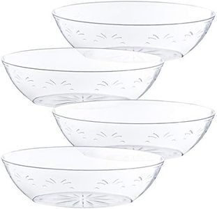 PLASTICPRO Disposable Oval Serving Bowls, Party Snack or Salad Bowl, 64-Ounce, Plastic Crystal Clear Pack of 8