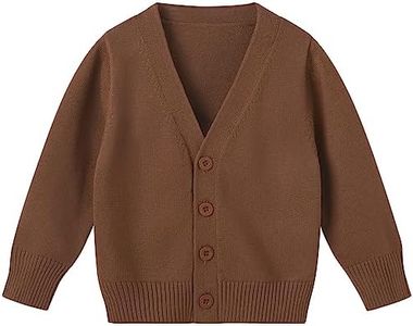 pureborn Baby Toddler Boys Girls Pullover Sweater Cotton Knit Button Closure Sweaters, Caramel, 6-12 Months