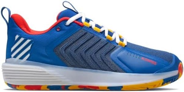 K-Swiss Men's Ultrashot 3 Tennis Shoe, Classic Blue/Berry Red/Lemon Chrome, 8 M