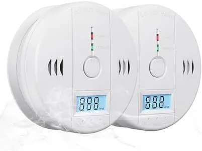 2 Pack Carbon Monoxide Detectors Battery Powered, Carbon Monoxide Alarm with LED Digital Display, CO Alarm with Human Alarm Sounds and Test Button for Home Kitchen Restaurant Hotel Office