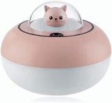 HKTOPCNE 300ml Mini Humidifiers for Home Car, Ultrasonic Quiet USB Desk Humidifier with 7 Colors Light, Waterless Auto-Off, Safe BPA Free for Baby Room Yoga Office Bedroom (Pink)