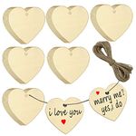 YANXIAO 60 PCS Blank Wooden Heart Shapes Unfinished Wood Heart Embellishment Ornament Slices for Wedding Crafting Hanging Christmas Valentine Birthday Party Ornaments 8cm