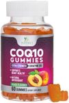 CoQ10 Gummies - Peach Gummy Vitamins with High Absorption Coenzyme Q10 100mg - Natural Antioxidant Dietary Supplement for Heart Health Support - 60 Gummies