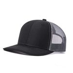 FREEBIRD99 Trucker Hat for Men & Women Adjustable Snapback Outdoor Mesh Cap (Black-Charcoal Grey)