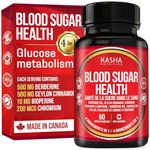 All-in-One Blood Sugar Health – Berberine HCl 250mg, Ceylon Cinnamon 250mg, Chromium 100mcg & BioPerine 5mg per Capsule | Helps Maintain Normal Blood Glucose Levels | Made in Canada, Non-GMO, Vegan, Gluten-Free, Soy-Free | 60 Capsules, 30-Day Supply | Kasha Nutrition