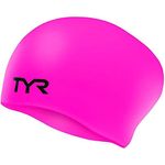 TYR Unisex Tyr Long Hair Silicone Swim Cap, Fluo Pink, M UK