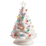 Raz Imports All is Brite 8" Lighted Christmas Tree - Festive Miniature Tree and Tabletop Holiday Decoration - Durable and Cute Christmas Topiaries and Plant Figurines for Tables, Shelves and Desks