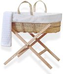 Clair de Lune Scandi Palm Moses Basket, Essential Special Buy Bundle, White, 75 x 28 cm