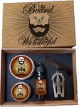 Beard Grooming Kit for Men - The Beard & The Wonderful 5 Piece Set with Moustache Wax Beard Oil, Beard Balm - Pocket-Sized Beard Comb & Beard Scissors with Cedarwood Scent